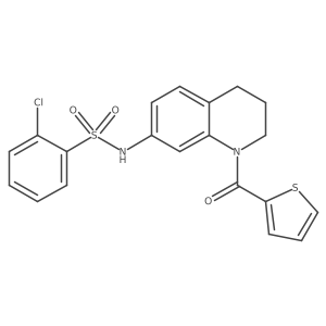 2-chloro-N-[1-(thiophene-2-carbonyl)-1,2,3,4-tetrahydroquinolin-7-yl]benzene-1-sulfonamide结构式