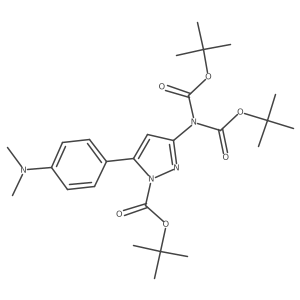 tert-butyl 3-(bis(tert-butoxycarbonyl)amino)-5-(4-(dimethylamino)phenyl)-1H-pyrazole-1-carboxylate Structure