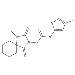 2-(1-methyl-2,4-dioxo-1,3-diazaspiro[4.5]dec-3-yl)-N-(4-methyl-1,3-thiazol-2-yl)acetamide结构式