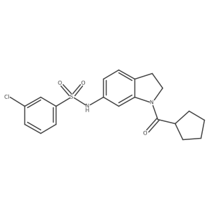 3-chloro-N-(1-(cyclopentanecarbonyl)indolin-6-yl)benzenesulfonamide结构式