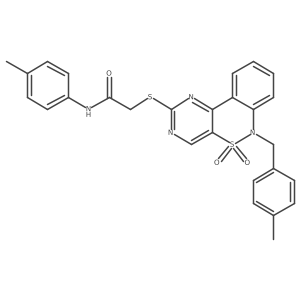 2-((6-(4-methylbenzyl)-5,5-dioxido-6H-benzo[c]pyrimido[4,5-e][1,2]thiazin-2-yl)thio)-N-(p-tolyl)acetamide Structure