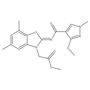 (Z)-methyl 2-(2-((3-methoxy-1-methyl-1H-pyrazole-4-carbonyl)imino)-5,7-dimethylbenzo[d]thiazol-3(2H)-yl)acetate Structure
