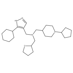 1-(3-cyclohexyl-1H-pyrazol-4-yl)-N-[(1-cyclopentyl-4-piperidinyl)methyl]-N-(tetrahydro-2-furanylmethyl)methanamine结构式