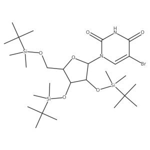 1-[(2R,3R,4R,5R)-3,4-bis[[tert-butyl(dimethyl)silyl]oxy]-5-[[tert-butyl(dimethyl)silyl]oxymethyl]oxolan-2-yl]-5-bromopyrimidine-2,4-dione结构式