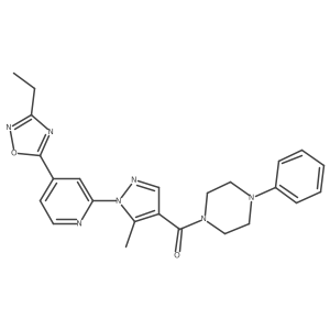 1-{1-[4-(3-ethyl-1,2,4-oxadiazol-5-yl)pyridin-2-yl]-5-methyl-1H-pyrazole-4-carbonyl}-4-phenylpiperazine结构式