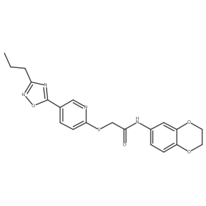 N-(2,3-dihydrobenzo[b][1,4]dioxin-6-yl)-2-((5-(3-propyl-1,2,4-oxadiazol-5-yl)pyridin-2-yl)thio)acetamide结构式