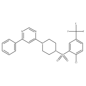 4-(4-((2-Chloro-5-(trifluoromethyl)phenyl)sulfonyl)piperazin-1-yl)-6-phenylpyrimidine结构式
