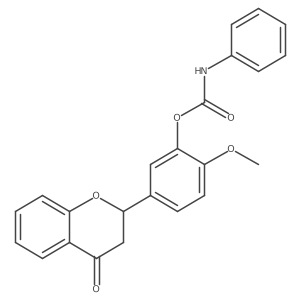 4H-1-Benzopyran-4-one, 2,3-dihydro-2-[4-methoxy-3-[[(phenylamino)carbonyl]oxy]phenyl]- Structure
