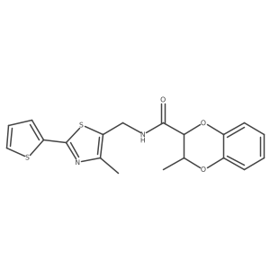 3-methyl-N-((4-methyl-2-(thiophen-2-yl)thiazol-5-yl)methyl)-2,3-dihydrobenzo[b][1,4]dioxine-2-carboxamide结构式