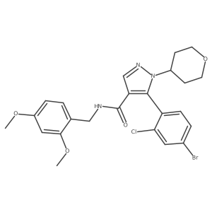 5-(4-Bromo-2-chlorophenyl)-N-(2,4-dimethoxybenzyl)-1-(tetrahydro-2H-pyran-4-yl)-1H-pyrazole-4-carboxamide Structure