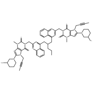 1,1'-(((2-Propylpropane-1,3-diyl)bis(quinazoline-4,2-diyl))bis(methylene))bis(8-((R)-3-aminopiperidin-1-yl)-7-(but-2-yn-1-yl)-3-methyl-3,7-dihydro-1H-purine-2,6-dione) Structure