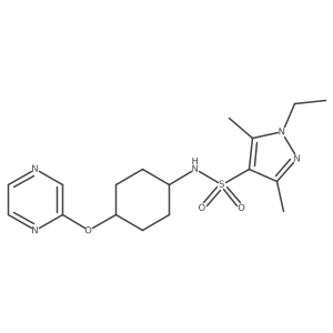 1-ethyl-3,5-dimethyl-N-((1r,4r)-4-(pyrazin-2-yloxy)cyclohexyl)-1H-pyrazole-4-sulfonamide Structure