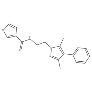 N-(2-(3,5-dimethyl-4-phenyl-1H-pyrazol-1-yl)ethyl)furan-3-carboxamide结构式