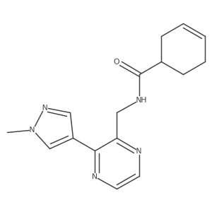 N-((3-(1-methyl-1H-pyrazol-4-yl)pyrazin-2-yl)methyl)cyclohex-3-enecarboxamide Structure