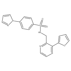 N-((3-(furan-2-yl)pyrazin-2-yl)methyl)-4-(1H-pyrazol-1-yl)benzenesulfonamide结构式