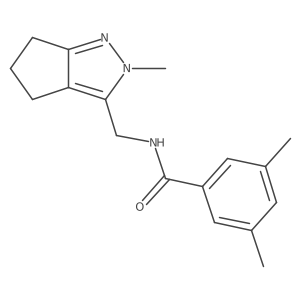 3,5-dimethyl-N-((2-methyl-2,4,5,6-tetrahydrocyclopenta[c]pyrazol-3-yl)methyl)benzamide Structure
