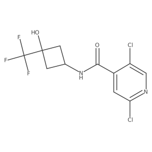 2,5-dichloro-N-[3-hydroxy-3-(trifluoromethyl)cyclobutyl]pyridine-4-carboxamide结构式