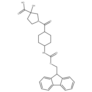 1-[4-({[(9H-fluoren-9-yl)methoxy]carbonyl}amino)cyclohexanecarbonyl]-3-hydroxypyrrolidine-3-carboxylic acid Structure