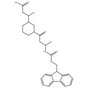 3-{1-[(3R)-3-({[(9H-fluoren-9-yl)methoxy]carbonyl}amino)butanoyl]piperidin-3-yl}butanoic acid结构式