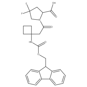 1-{2-[1-({[(9H-fluoren-9-yl)methoxy]carbonyl}amino)cyclobutyl]acetyl}-4,4-difluoropyrrolidine-2-carboxylic acid结构式