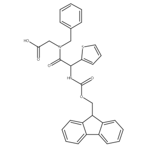 2-[N-benzyl-2-({[(9H-fluoren-9-yl)methoxy]carbonyl}amino)-2-(thiophen-2-yl)acetamido]acetic acid结构式