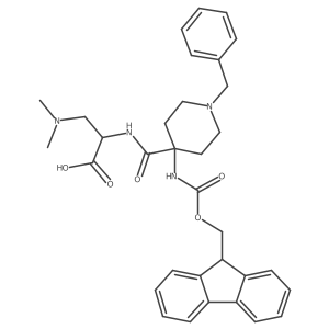 2-{[1-benzyl-4-({[(9H-fluoren-9-yl)methoxy]carbonyl}amino)piperidin-4-yl]formamido}-3-(dimethylamino)propanoic acid Structure