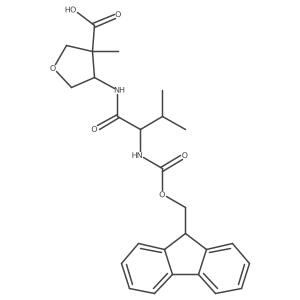 4-[2-({[(9H-fluoren-9-yl)methoxy]carbonyl}amino)-3-methylbutanamido]-3-methyloxolane-3-carboxylic acid结构式
