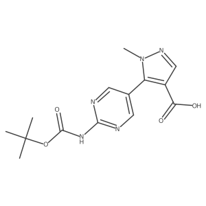 5-(2-{[(tert-butoxy)carbonyl]amino}pyrimidin-5-yl)-1-methyl-1H-pyrazole-4-carboxylic acid Structure