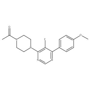 1-{4-[5-Fluoro-6-(4-methoxyphenyl)pyrimidin-4-yl]piperazin-1-yl}ethan-1-one结构式