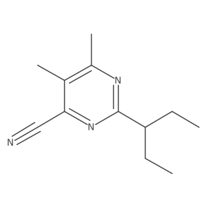 5,6-Dimethyl-2-(pentan-3-yl)pyrimidine-4-carbonitrile结构式