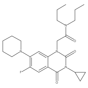 2-[3-cyclopropyl-6-fluoro-2,4-dioxo-7-(piperidin-1-yl)-1,2,3,4-tetrahydroquinazolin-1-yl]-N,N-dipropylacetamide结构式