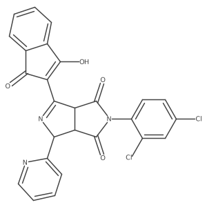2-(2,4-dichlorophenyl)-4-(1,3-dioxo-1,3-dihydro-2H-inden-2-yliden)-6-(2-pyridinyl)tetrahydropyrrolo[3,4-c]pyrrole-1,3(2H,3aH)-dione结构式