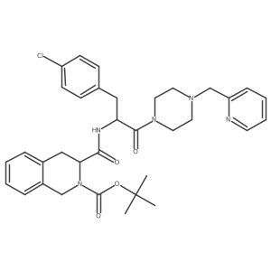Tert-butyl 3-(n-{(1r)-1-[(4-chlorophenyl)methyl]-2-oxo-2-[4-(2-pyridylmethyl)-piperazinyl]ethyl}carbamoyl)-(3s)-1,2,3,4-tetrahydroisoquinoline-2-carboxylate结构式