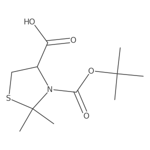 (4R)-3-tert-Butoxycarbonyl-2,2-dimethylthiazolidine-4-carboxylic acid结构式