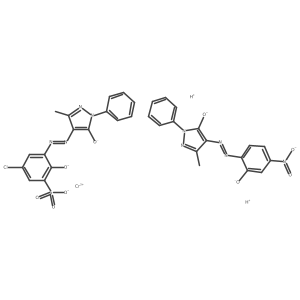 Cc1nn(-c2ccccc2)c([O-])c1N=Nc1cc(Cl)cc(S(=O)(=O)[O-])c1[O-].Cc1nn(-c2ccccc2)c([O-])c1N=Nc1ccc([N+](=O)[O-])cc1[O-].[Cr+3].[H+].[H+]结构式