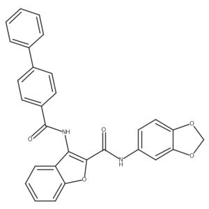 3-([1,1'-biphenyl]-4-ylcarboxamido)-N-(benzo[d][1,3]dioxol-5-yl)benzofuran-2-carboxamide Structure