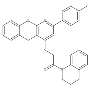 1-(3,4-dihydroquinolin-1(2H)-yl)-2-((2-(p-tolyl)-5H-chromeno[2,3-d]pyrimidin-4-yl)thio)ethanone结构式