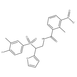 N-(2-((4-fluoro-3-methylphenyl)sulfonyl)-2-(furan-2-yl)ethyl)-2-methyl-3-nitrobenzamide Structure