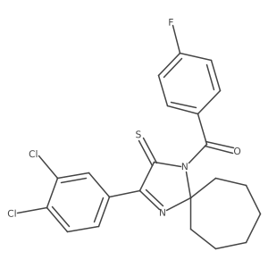 3-(3,4-Dichlorophenyl)-1-(4-fluorobenzoyl)-1,4-diazaspiro[4.6]undec-3-ene-2-thione结构式