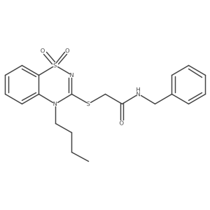 N-benzyl-2-((4-butyl-1,1-dioxido-4H-benzo[e][1,2,4]thiadiazin-3-yl)thio)acetamide结构式