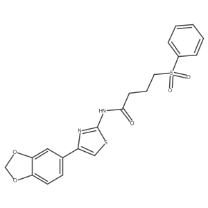 N-(4-(benzo[d][1,3]dioxol-5-yl)thiazol-2-yl)-4-(phenylsulfonyl)butanamide结构式