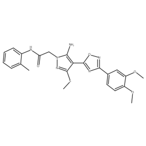 2-(5-amino-4-(3-(3,4-dimethoxyphenyl)-1,2,4-oxadiazol-5-yl)-3-(methylthio)-1H-pyrazol-1-yl)-N-(o-tolyl)acetamide结构式