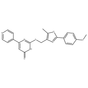 2-(((2-(4-methoxyphenyl)-5-methyloxazol-4-yl)methyl)thio)-6-(pyridin-4-yl)pyrimidin-4(3H)-one Structure