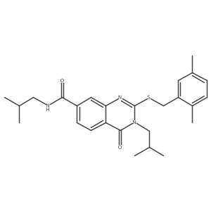 2-((2,5-dimethylbenzyl)thio)-N,3-diisobutyl-4-oxo-3,4-dihydroquinazoline-7-carboxamide结构式