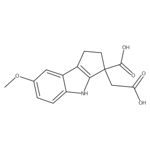 3-Carboxy-1,2,3,4-tetrahydro-7-methoxy-cyclopent[b]indole-3-acetic acid结构式