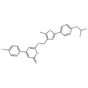 6-(4-Chlorophenyl)-2-[({5-methyl-2-[4-(propan-2-yloxy)phenyl]-1,3-oxazol-4-yl}methyl)sulfanyl]pyrimidin-4-ol Structure