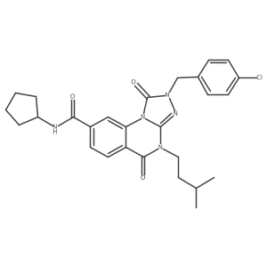 2-(4-chlorobenzyl)-N-cyclopentyl-4-(3-methylbutyl)-1,5-dioxo-1,2,4,5-tetrahydro[1,2,4]triazolo[4,3-a]quinazoline-8-carboxamide结构式