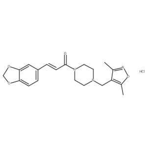 (E)-3-(benzo[d][1,3]dioxol-5-yl)-1-(4-((3,5-dimethylisoxazol-4-yl)methyl)piperazin-1-yl)prop-2-en-1-one hydrochloride结构式