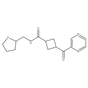 1-(pyrazine-2-carbonyl)-N-((tetrahydrofuran-2-yl)methyl)azetidine-3-carboxamide结构式