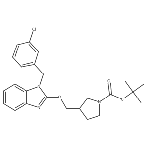 tert-Butyl 3-(((1-(3-chlorobenzyl)-1H-benzo[d]imidazol-2-yl)oxy)methyl)pyrrolidine-1-carboxylate Structure